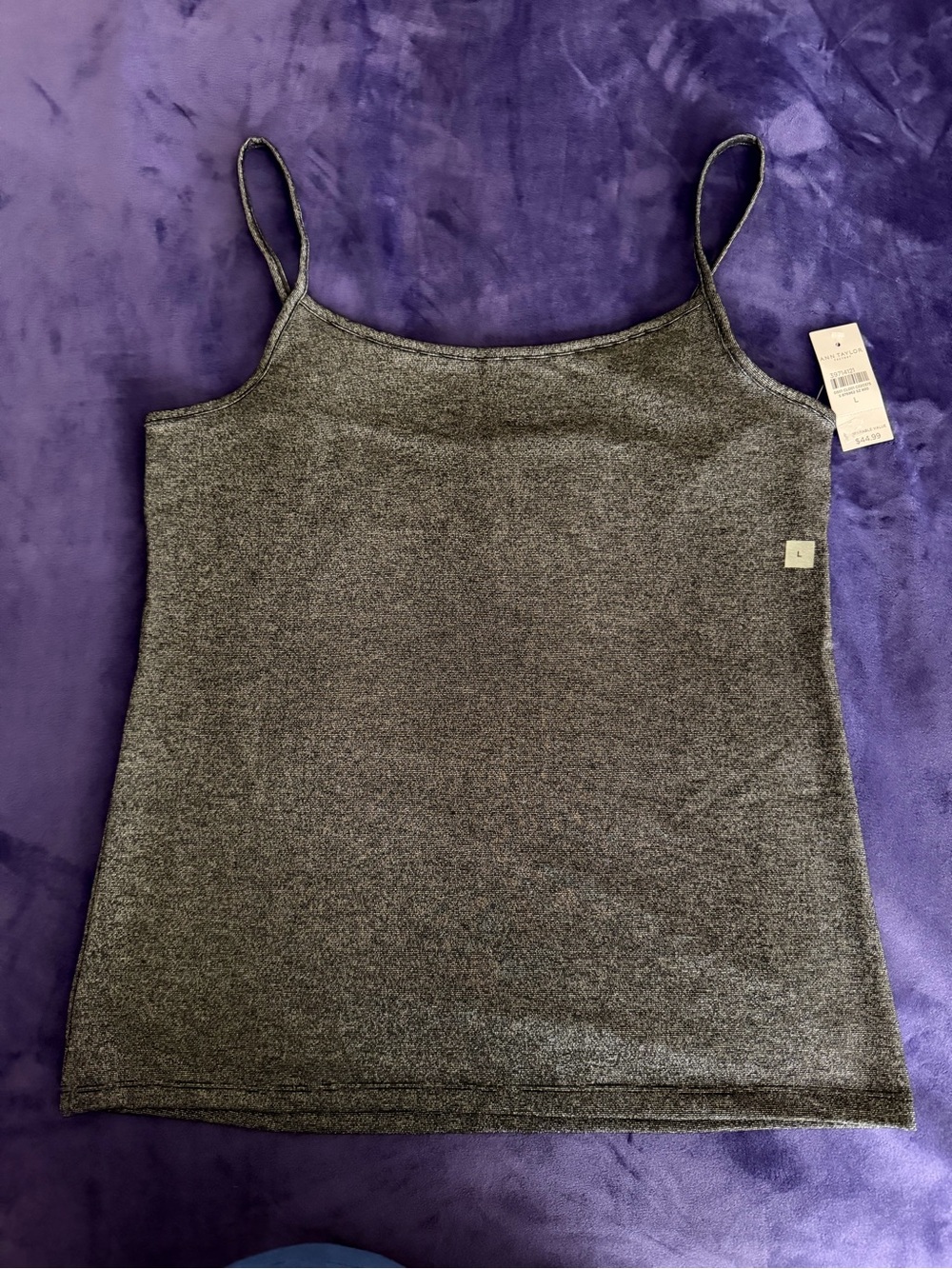 Ann Taylor Factory Metallic Gray Camisole Tank Size L